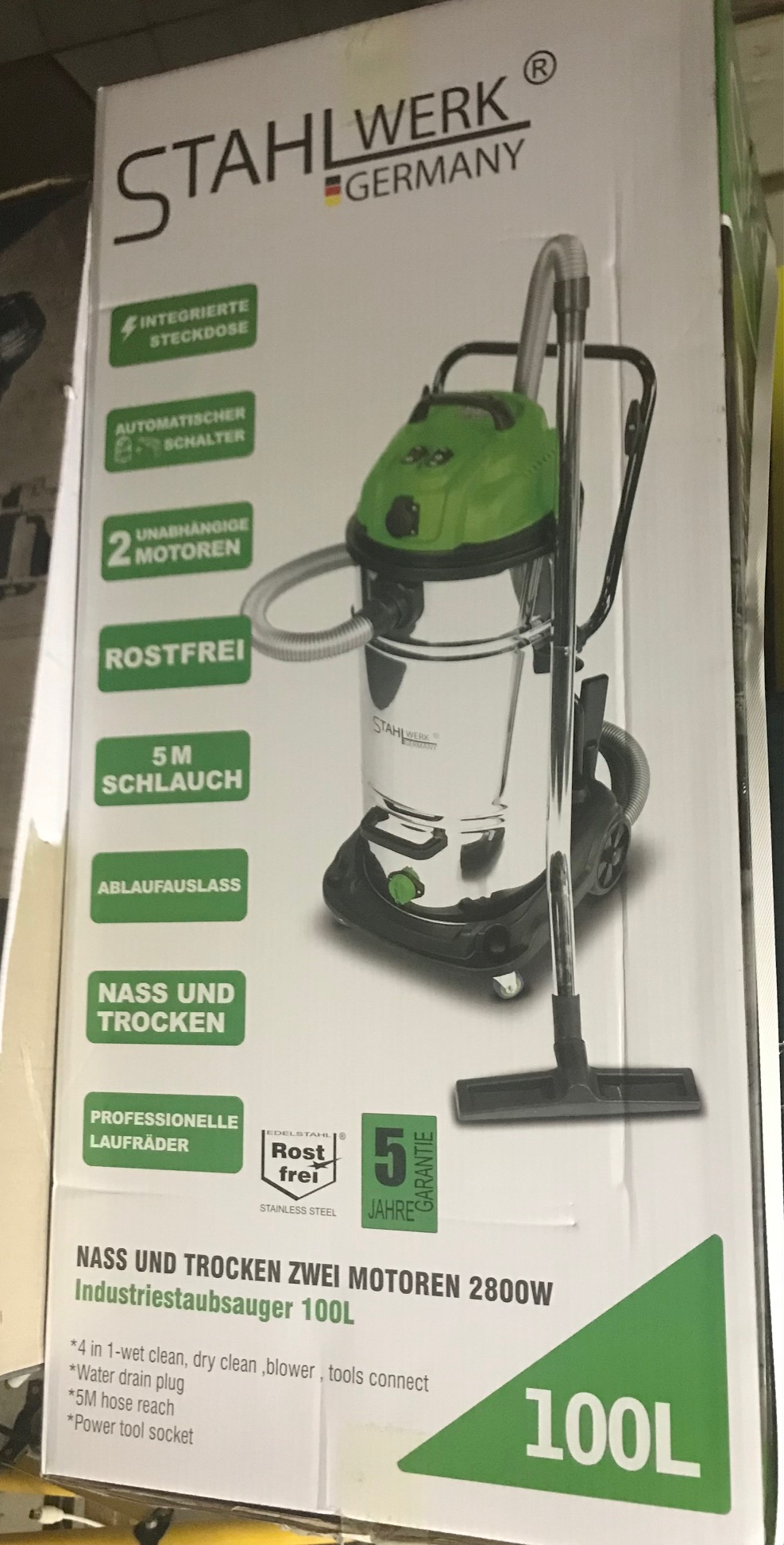 STAHLWERK GERMANY INDUSTRIE STAUBSAUGER  2800W 100LITER V100-2