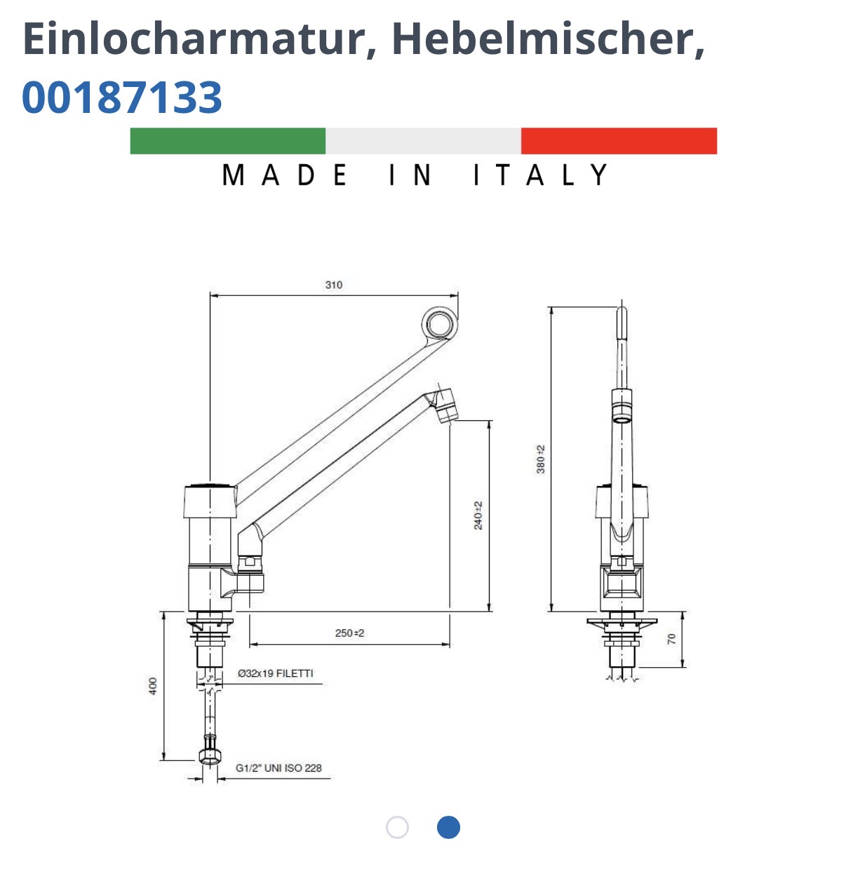 Einlocharmatur, Hebelmischer